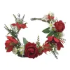 Freshly picked red rose garlands, hand-woven, for interior decoration and party setting Item Picture